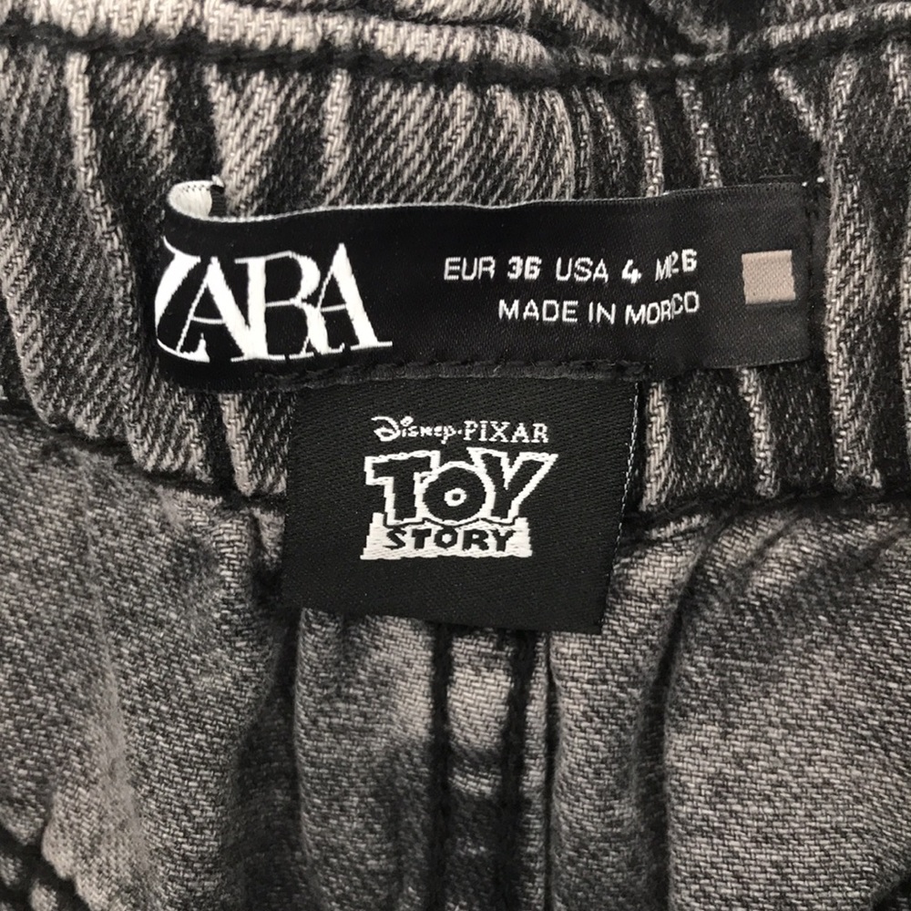 Zara X Disney Toy Story Paper Bag Jeans Grey Denim NWT - Picture 8 of 12